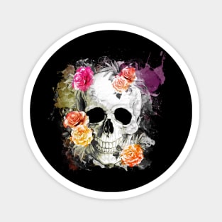 Sage Tribe floral Skull With roses Magnet